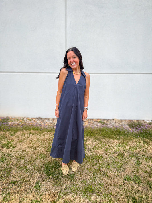 Midnight Coast Navy Midi Dress
