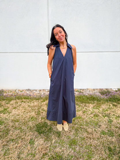 Midnight Coast Navy Midi Dress