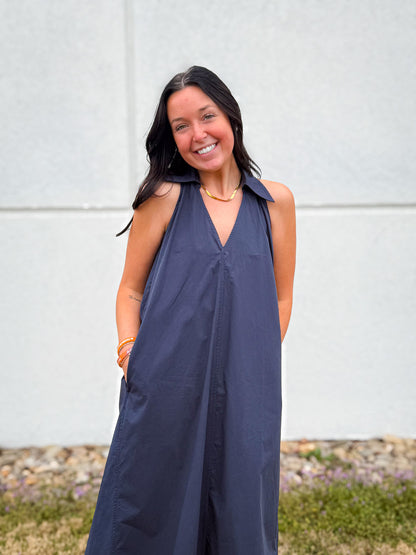 Midnight Coast Navy Midi Dress