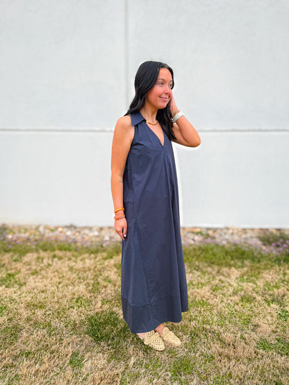 Midnight Coast Navy Midi Dress