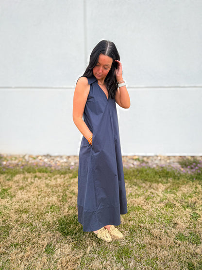 Midnight Coast Navy Midi Dress