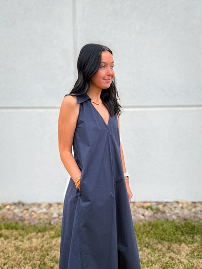 Midnight Coast Navy Midi Dress