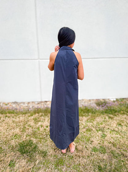 Midnight Coast Navy Midi Dress