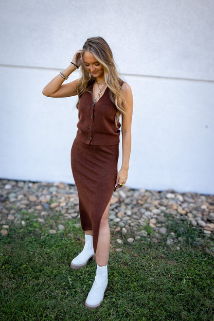 Harvest Knit Sweater Set - BROWN