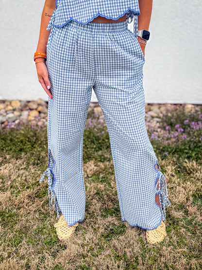 Bluebell Gingham Scallop Pants