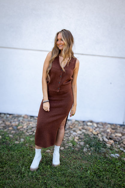 Harvest Knit Sweater Set - BROWN