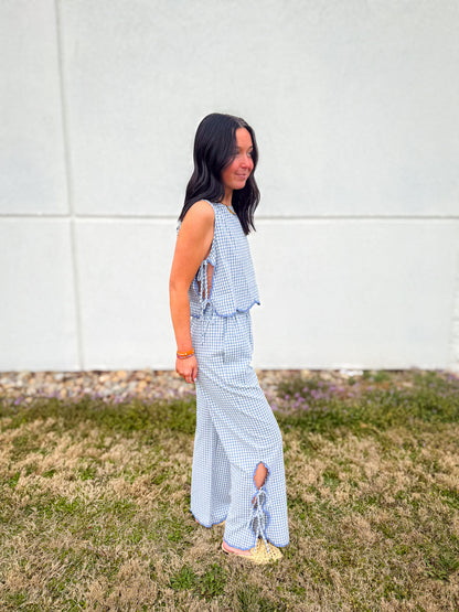 Bluebell Gingham Scallop Top