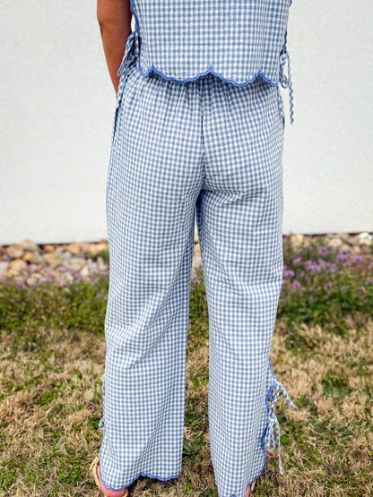 Bluebell Gingham Scallop Pants
