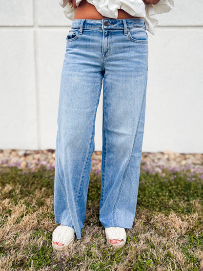 Hidden - Nori Forward Seam Mid Wide Leg Jeans