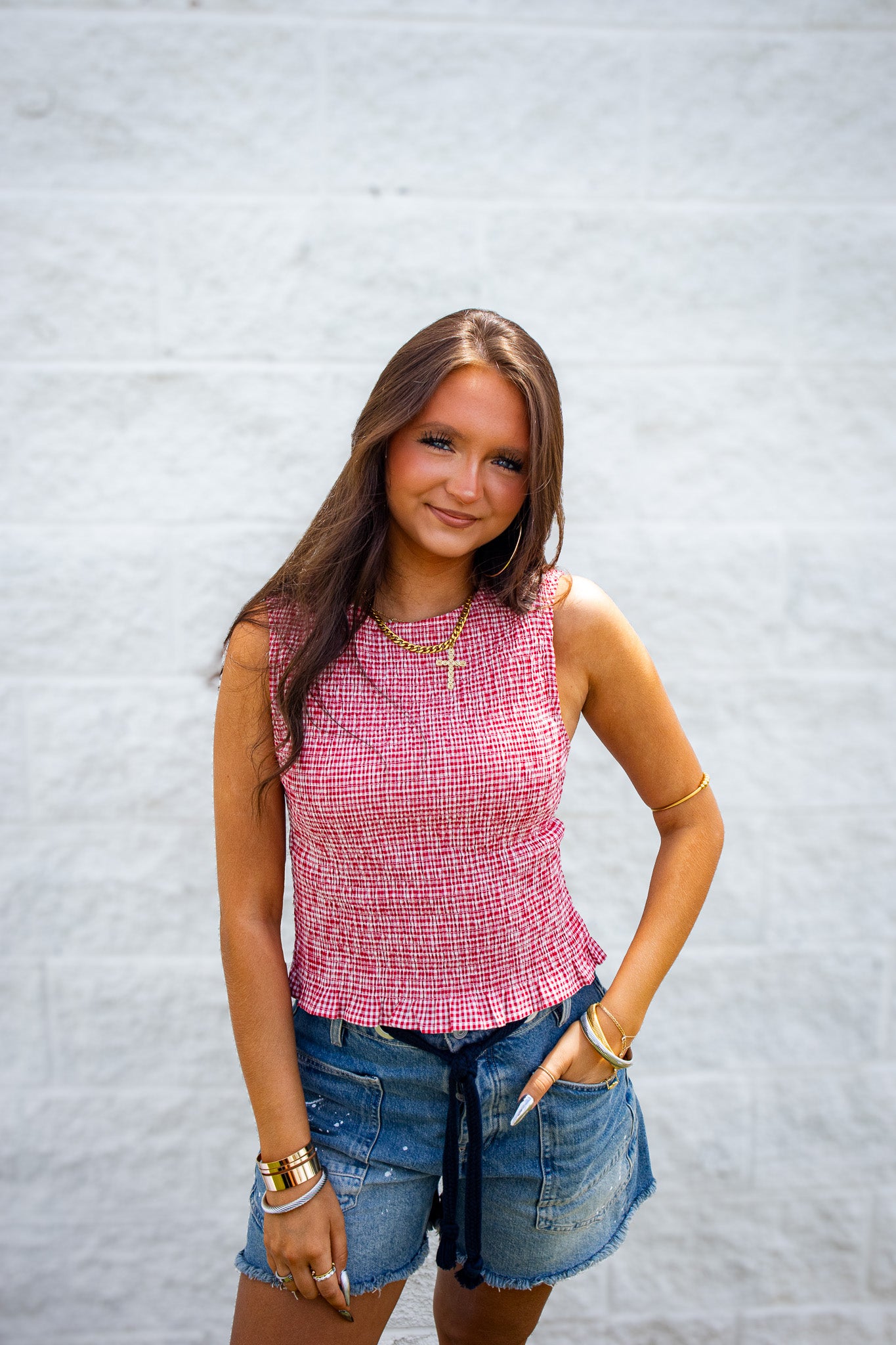 Scarlett Red Gingham Top