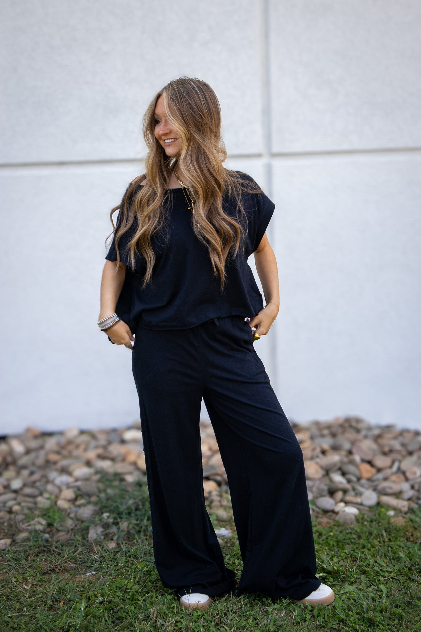 Cloudy Days Black Open Back Top