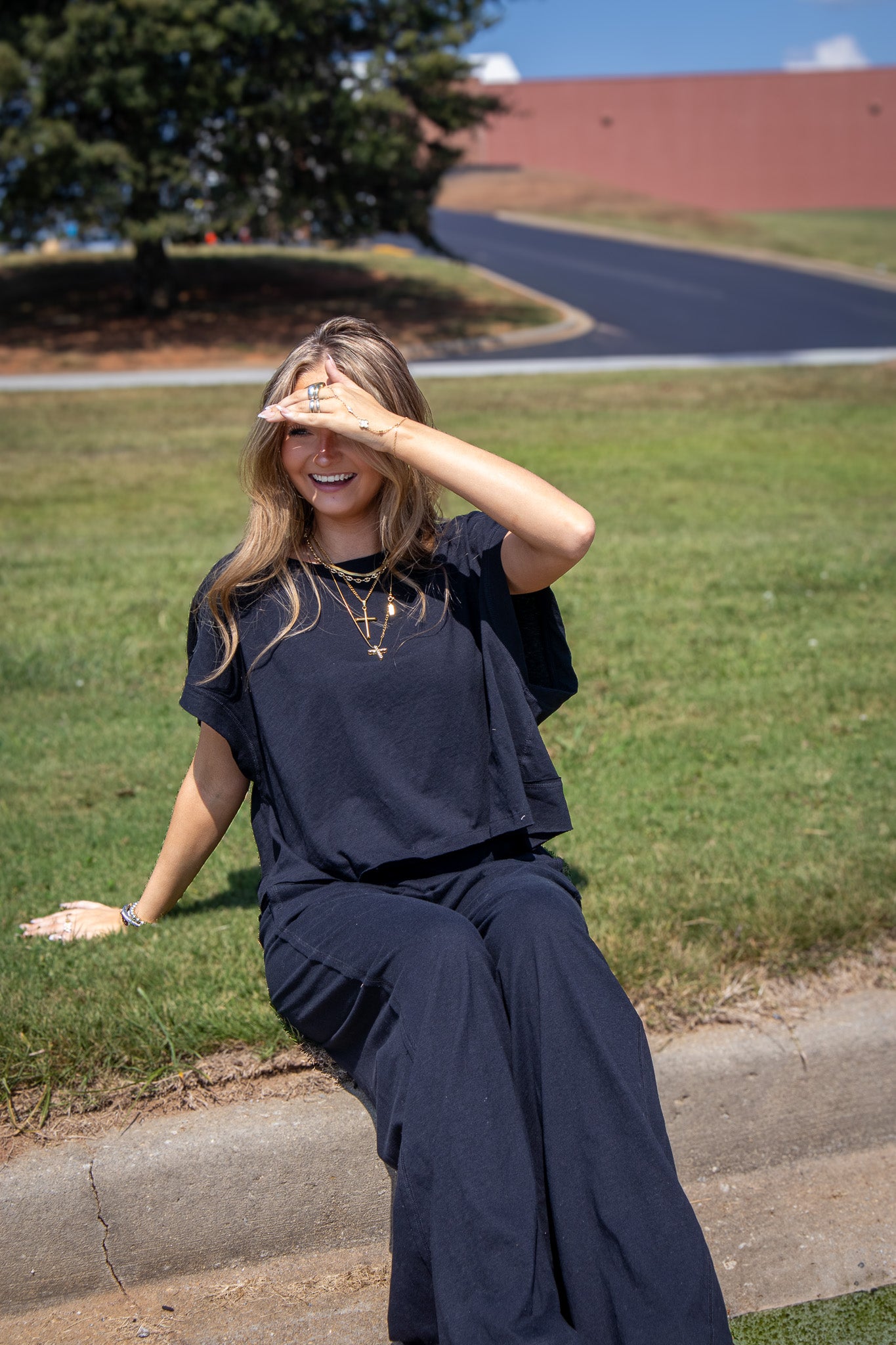 Cloudy Days Black Open Back Top