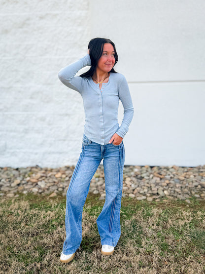 Free People - Going Places Cardi - PEARL BLUE