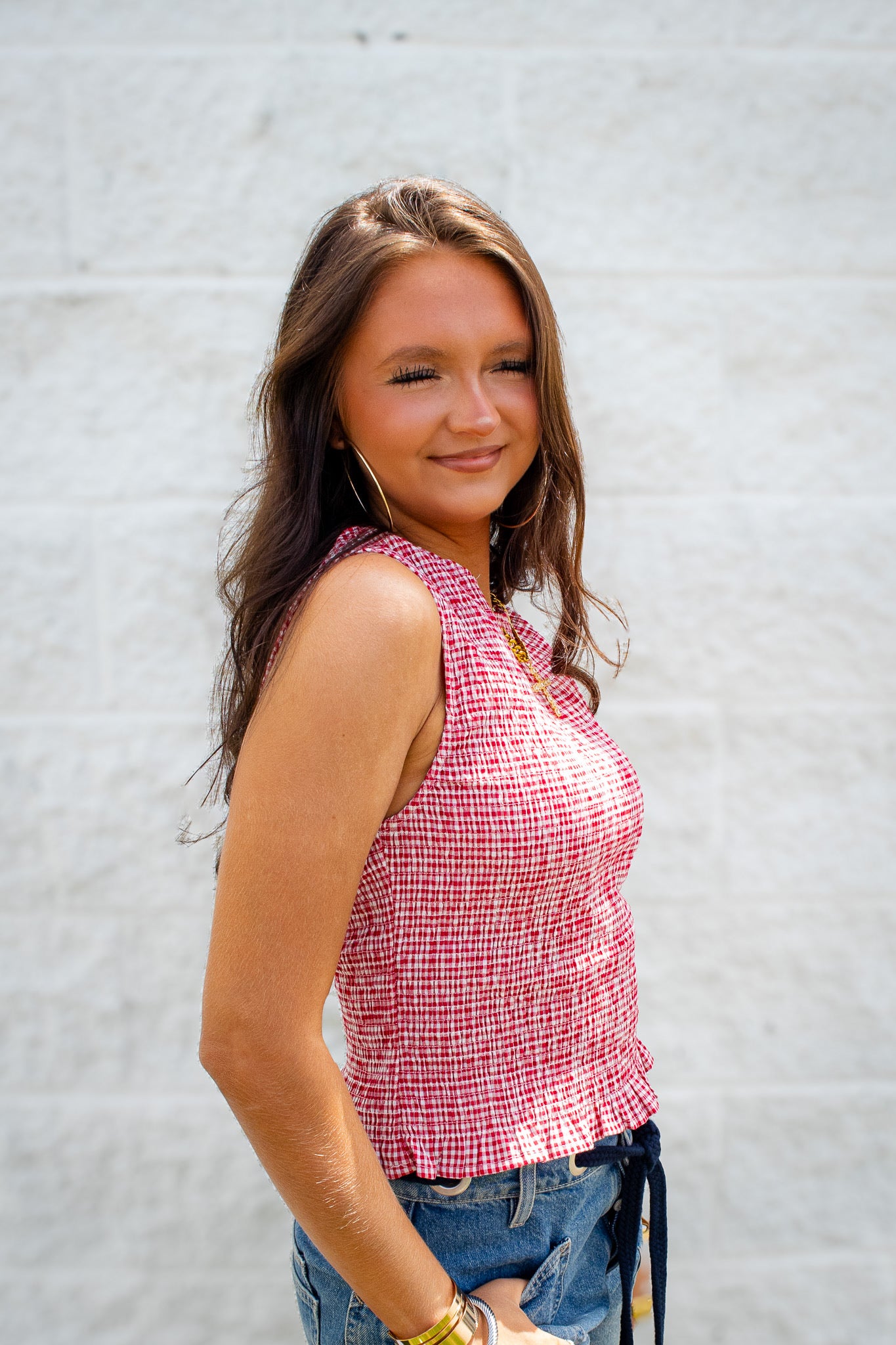 Scarlett Red Gingham Top