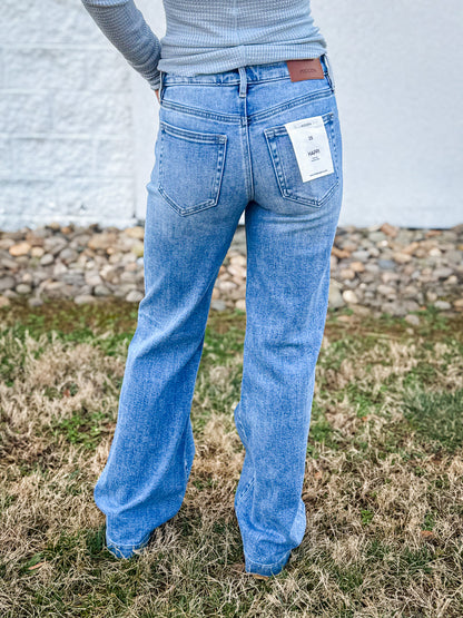 Hidden - Happi - Pintuck Mid Rise Flare Jeans