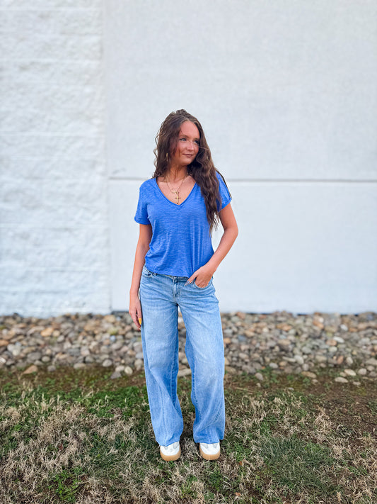 Free People - Take 2 Tee - CORNFLOWER COMBO