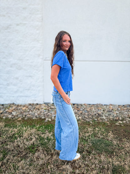 Free People - Take 2 Tee - CORNFLOWER COMBO