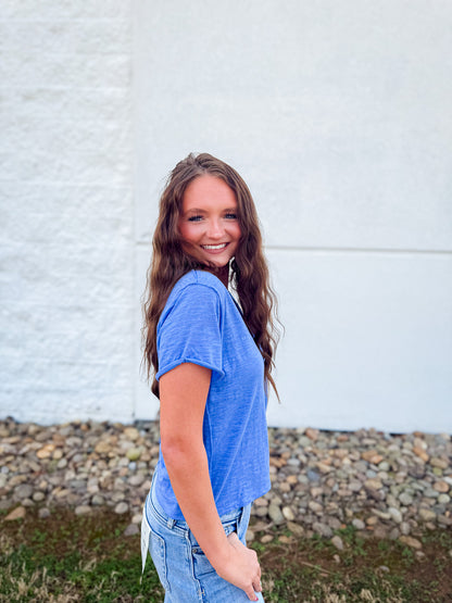 Free People - Take 2 Tee - CORNFLOWER COMBO