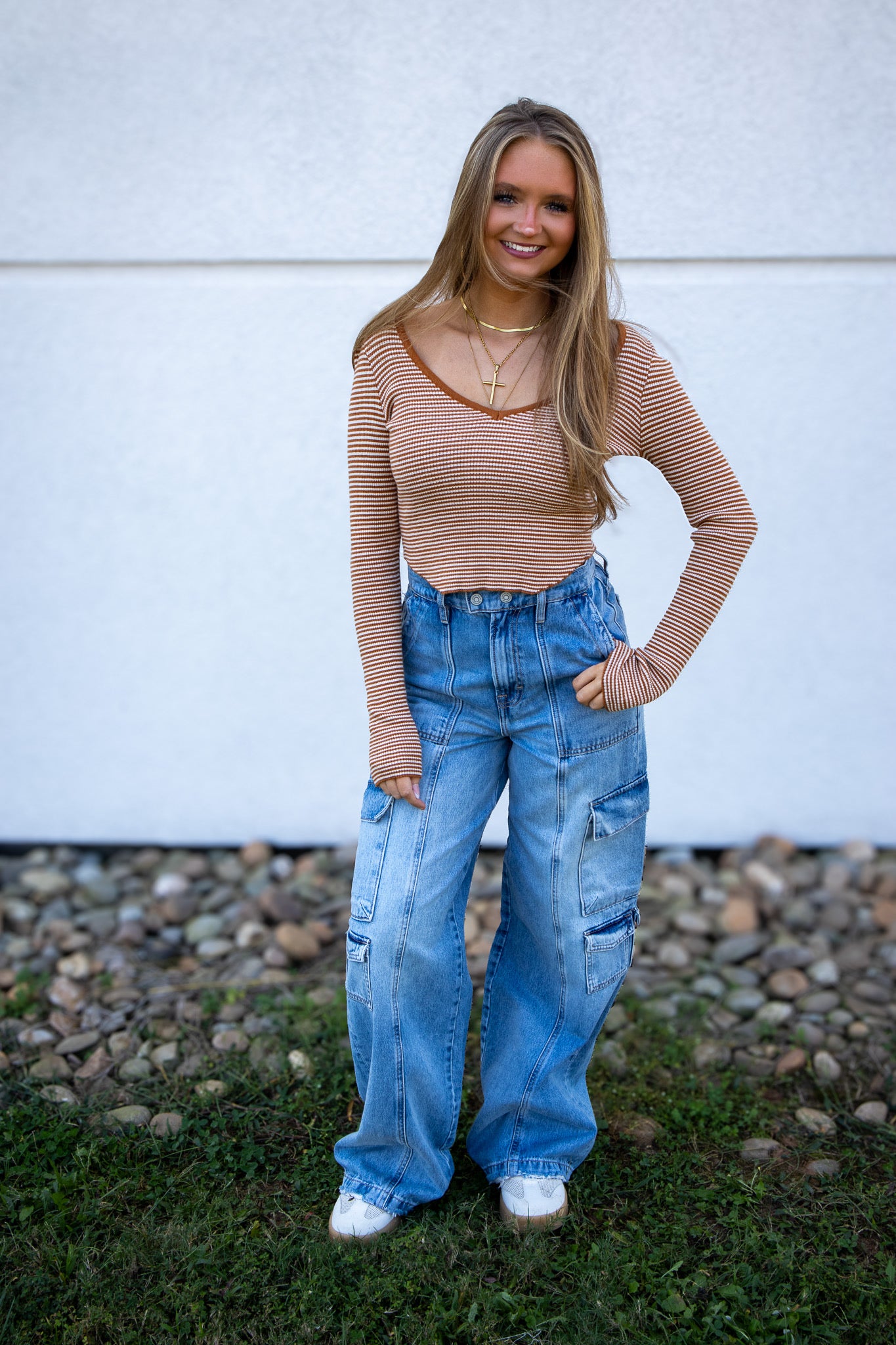 Hidden - NORI - Cargo Moto 33" Inseam Wide Leg Jean - Light Wash