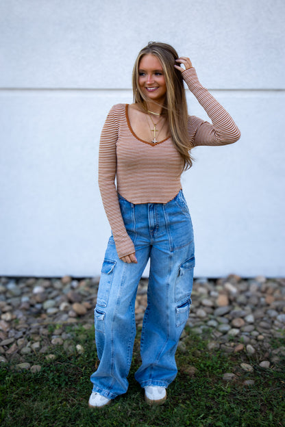 Warm Stripes Long Sleeve Top