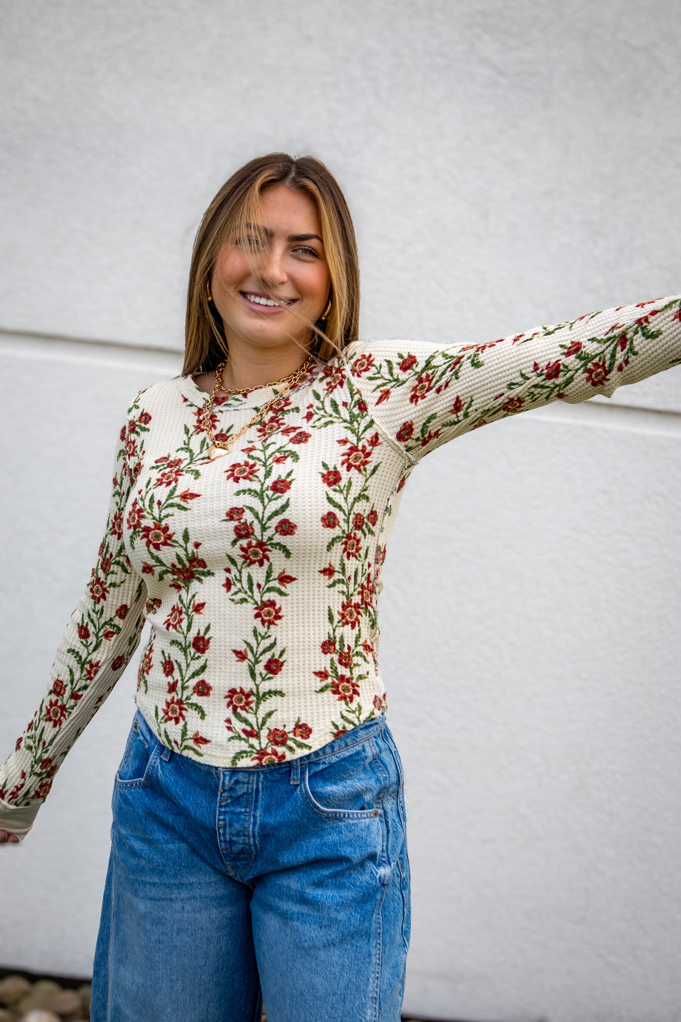 Free People - Pretty Little Thermal - SAND COMBO FOLK VINE