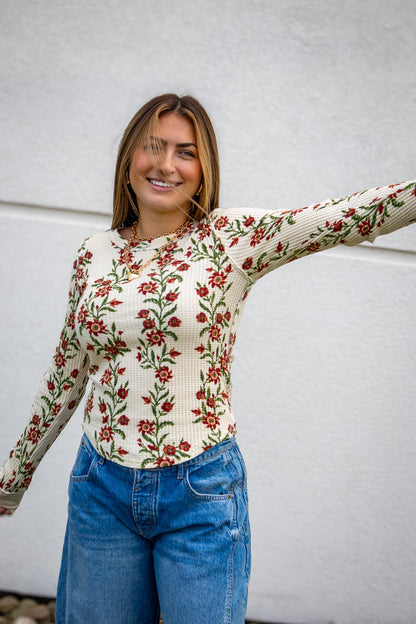 Free People - Pretty Little Thermal - SAND COMBO FOLK VINE