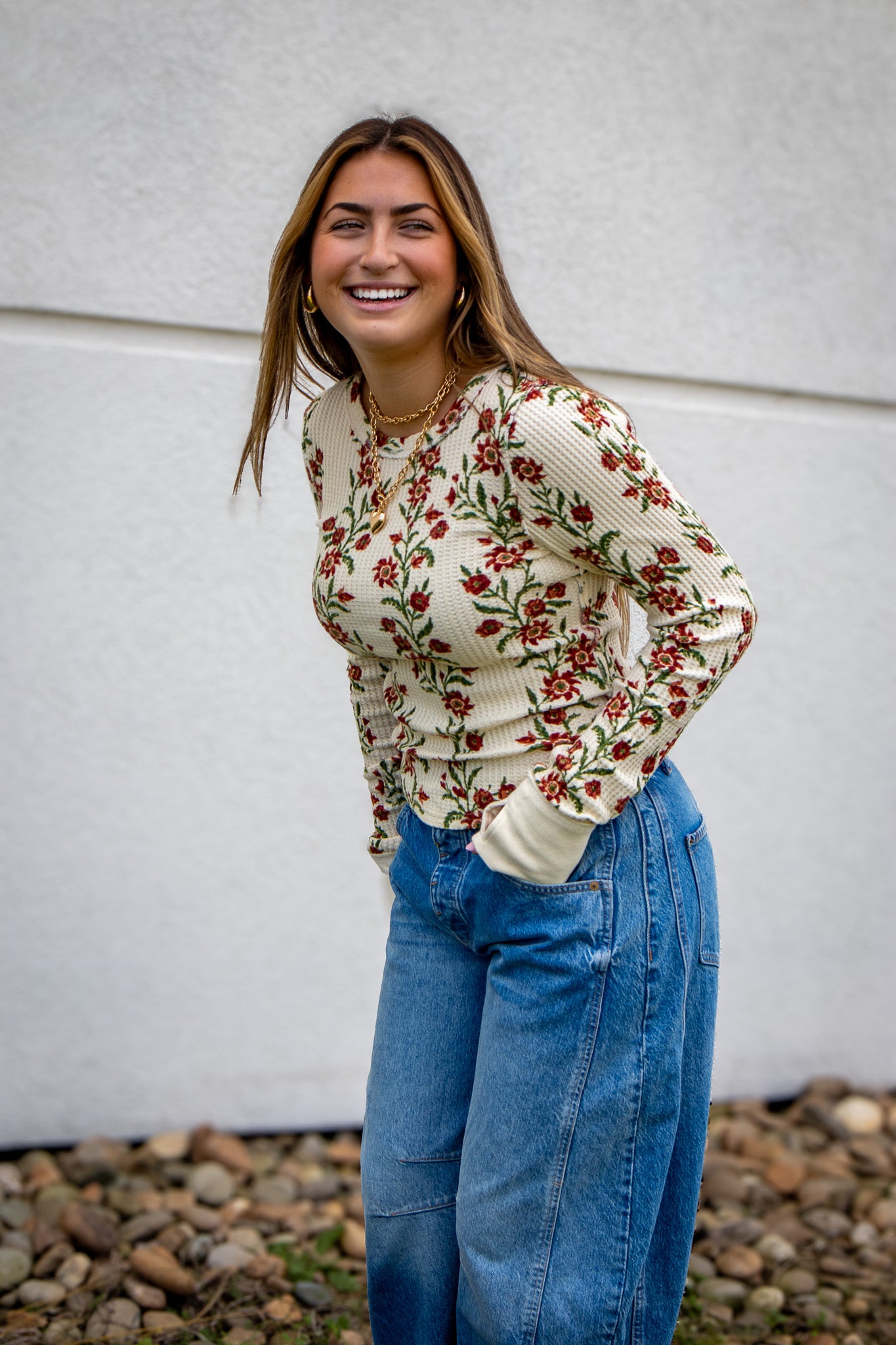 Free People - Pretty Little Thermal - SAND COMBO FOLK VINE