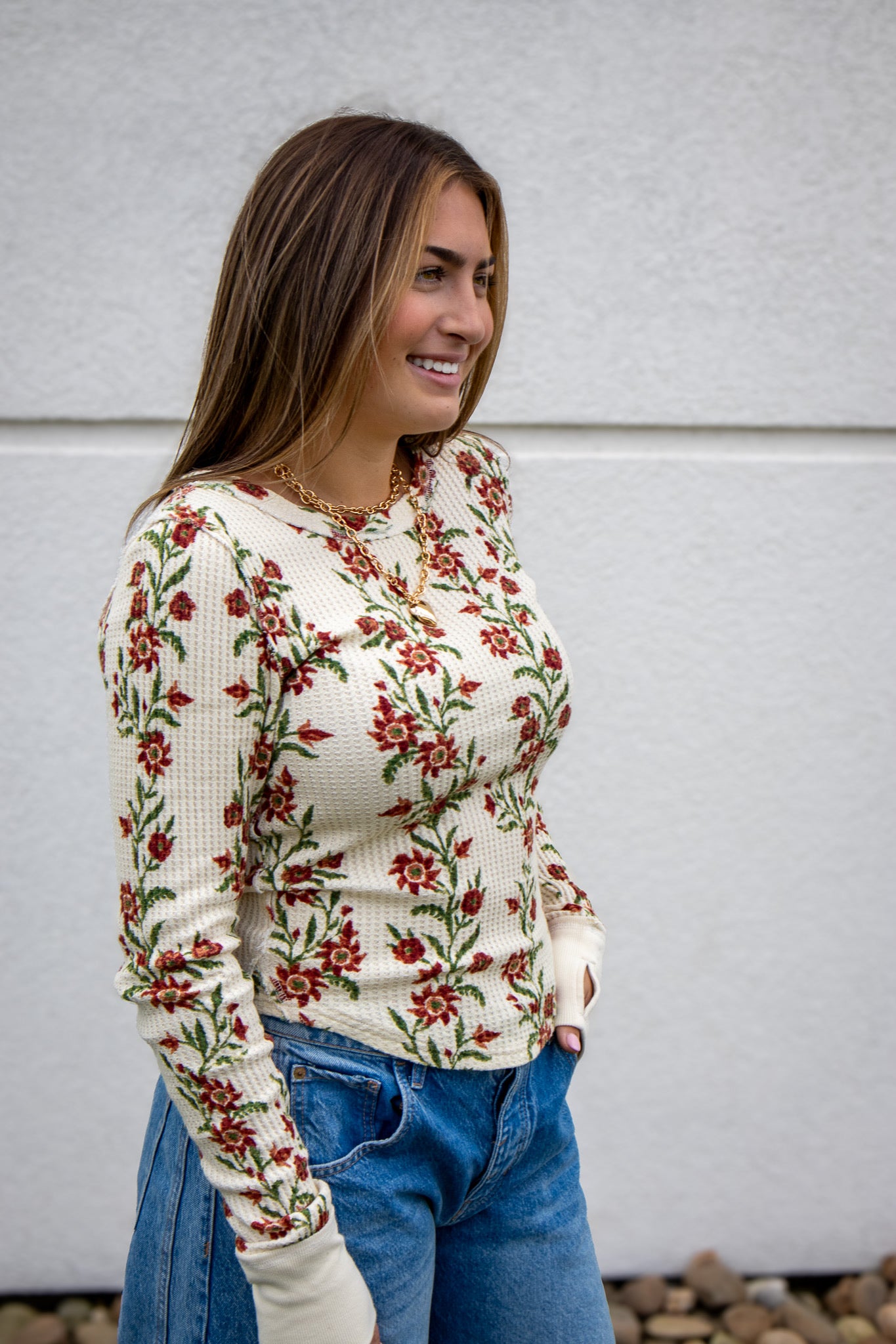 Free People - Pretty Little Thermal - SAND COMBO FOLK VINE