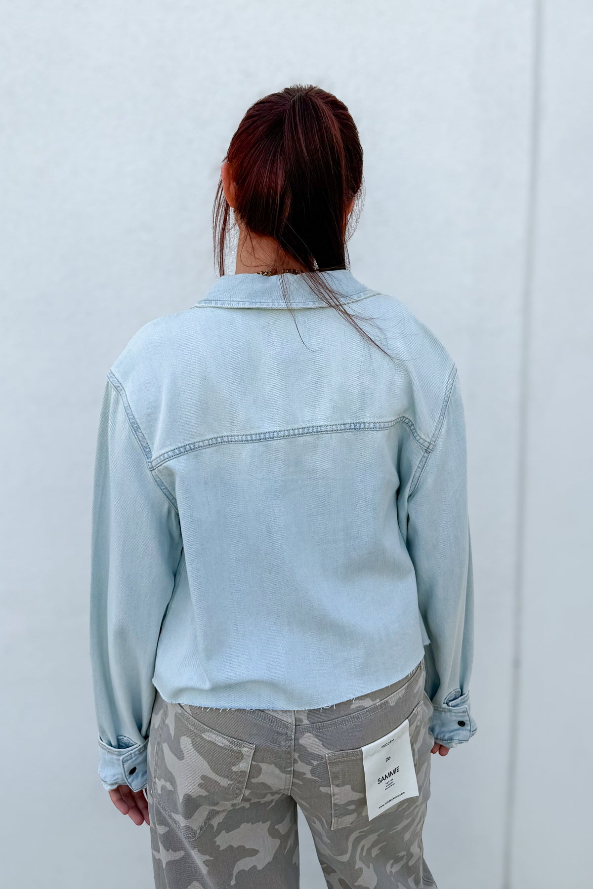 Hidden - Abbey Light Wash Cropped Denim Shirt