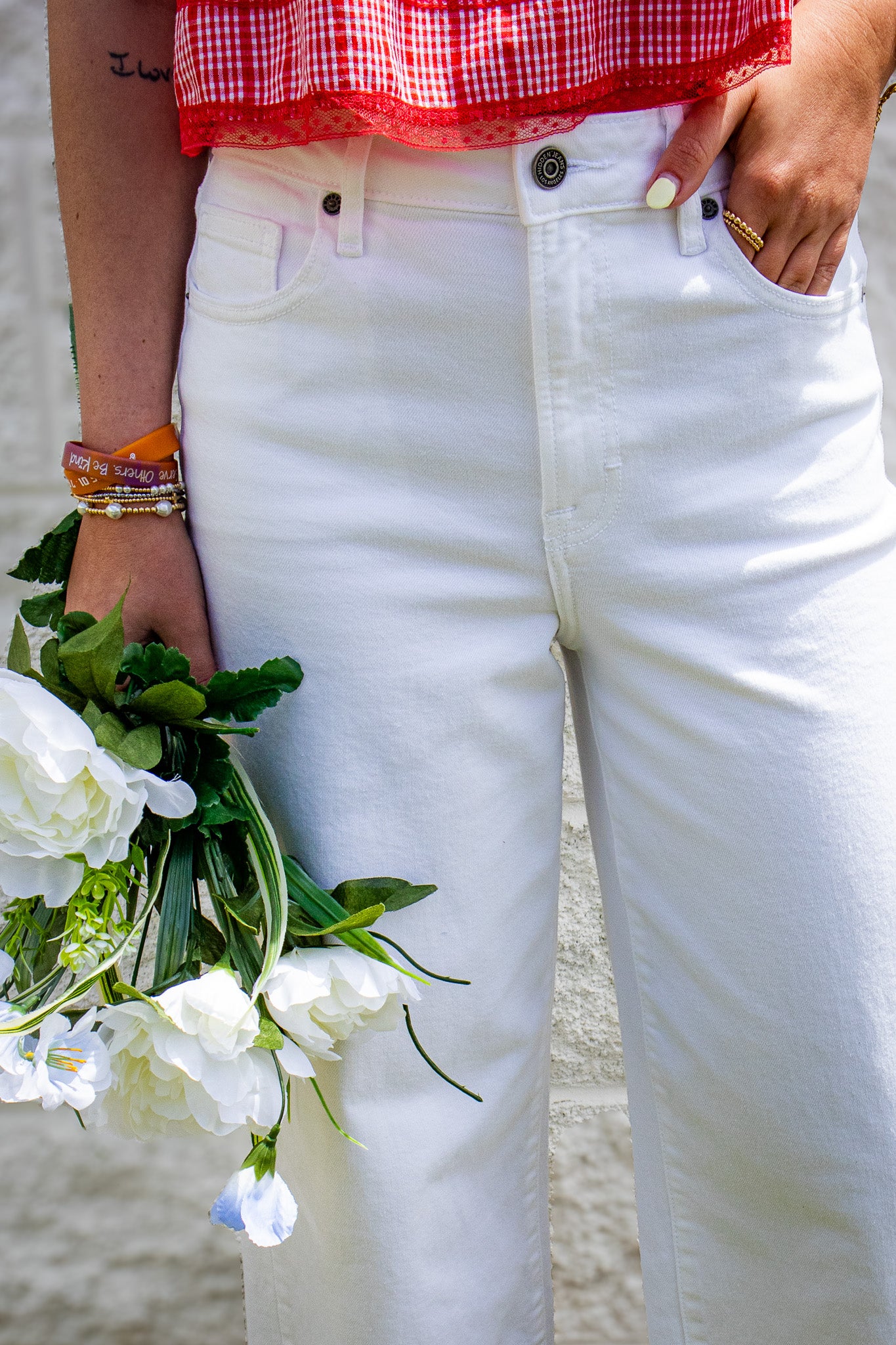 Hidden - Nori White Clean Cropped Wide Leg Jeans