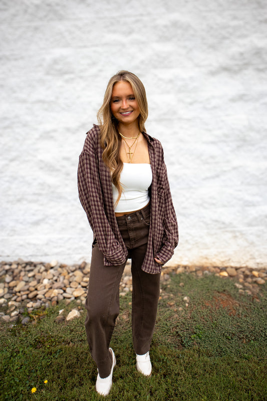 Free People - Risk Taker Mid-Rise Jeans - WORKWEAR BROWN