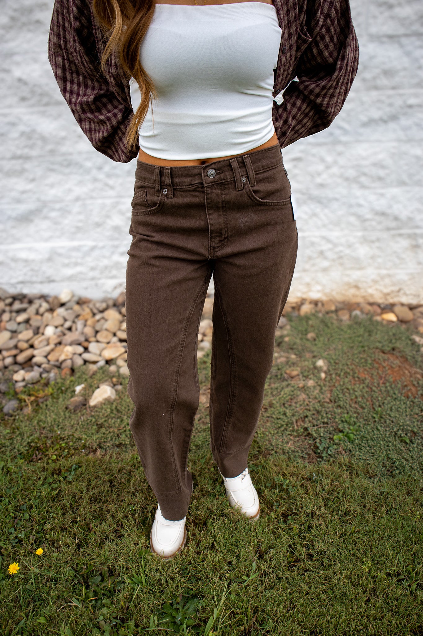 Free People - Risk Taker Mid-Rise Jeans - WORKWEAR BROWN