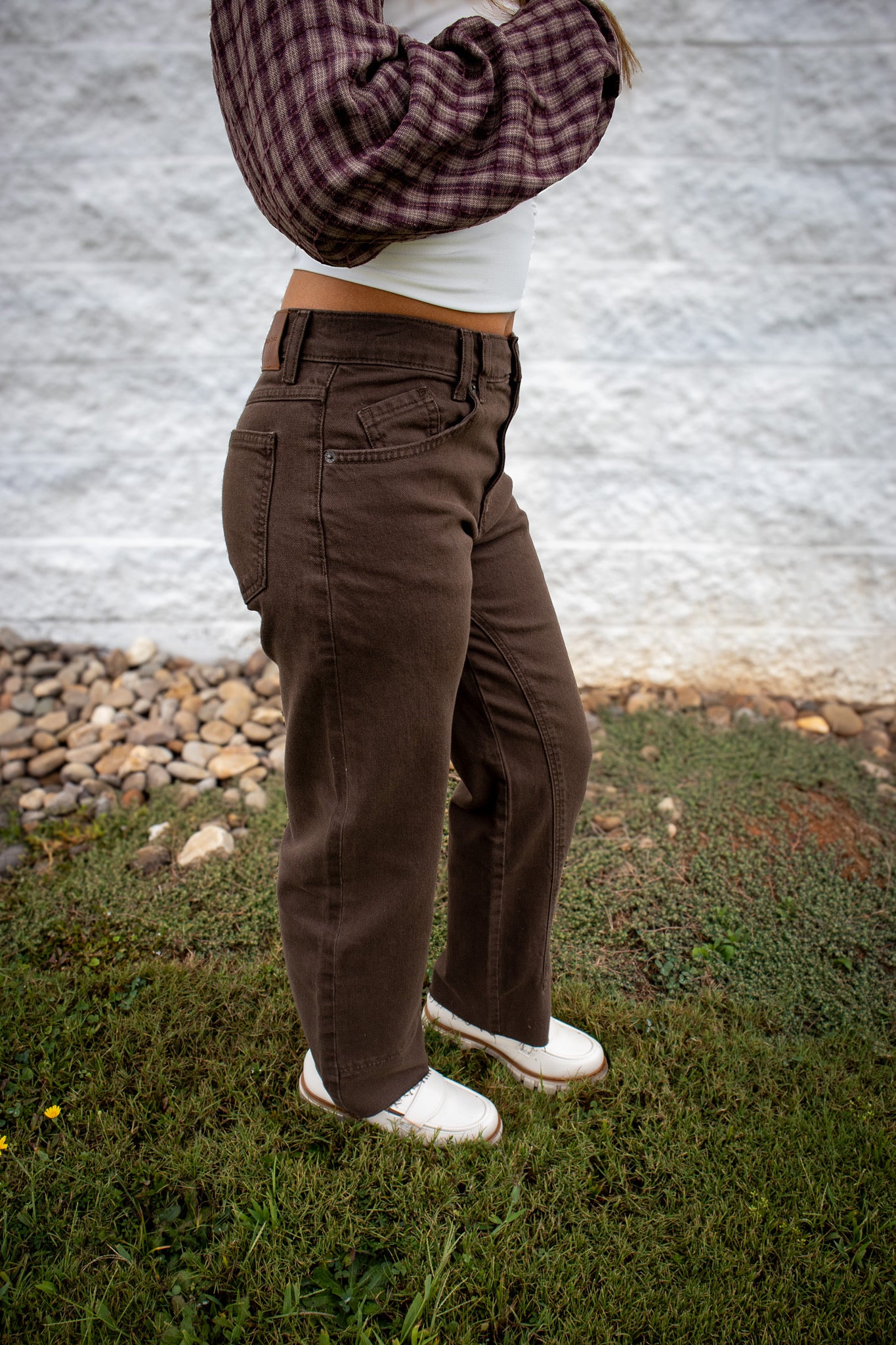 Free People - Risk Taker Mid-Rise Jeans - WORKWEAR BROWN