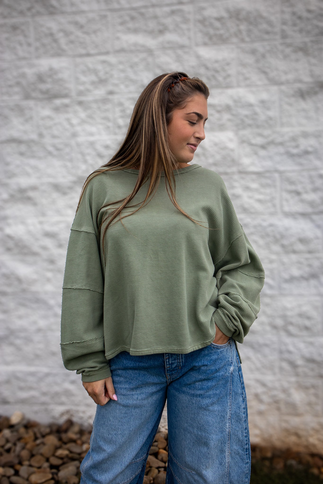 Free People - Total Eclipse Tee - OIL GREEN