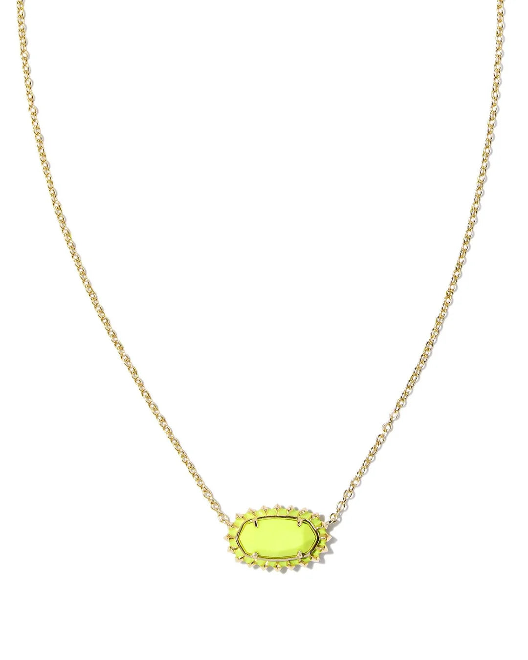 Kendra Scott - Elisa Color Burst Frame Pendant Necklace - CHARTREUSE MAGNESITE