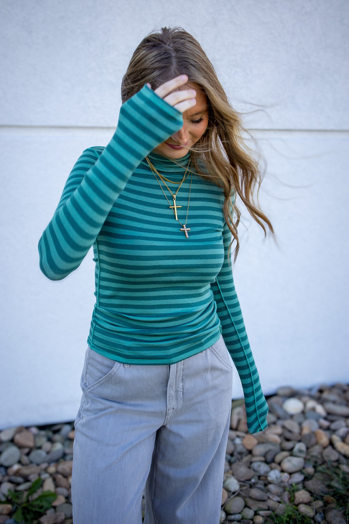 Free People - Good Good Stripe Turtleneck - RAINFOREST COMBO
