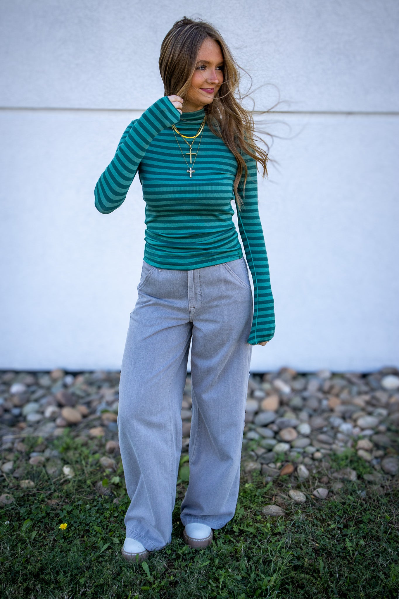 Free People - Good Good Stripe Turtleneck - RAINFOREST COMBO