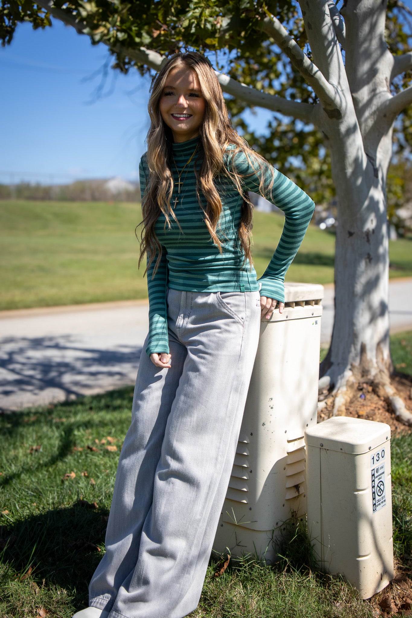 Free People - Good Good Stripe Turtleneck - RAINFOREST COMBO