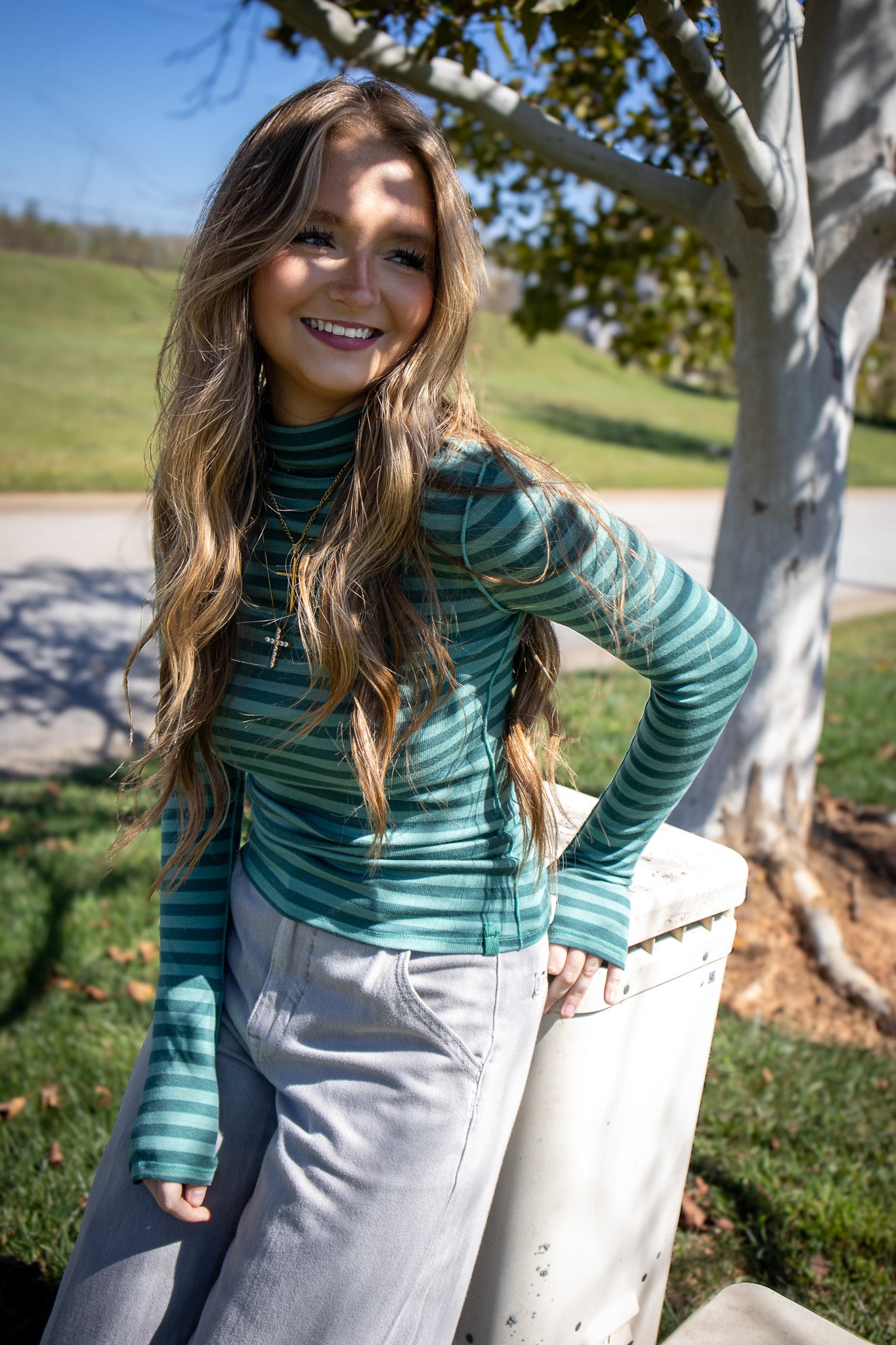 Free People - Good Good Stripe Turtleneck - RAINFOREST COMBO