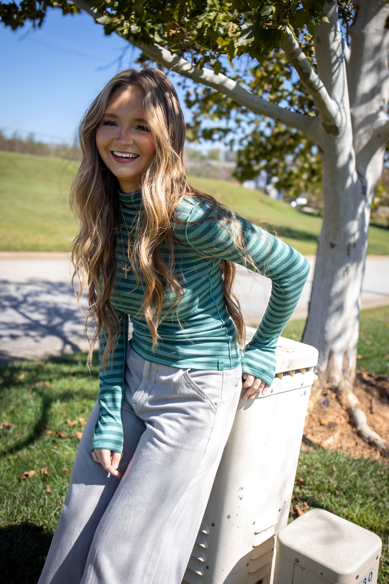 Free People - Good Good Stripe Turtleneck - RAINFOREST COMBO