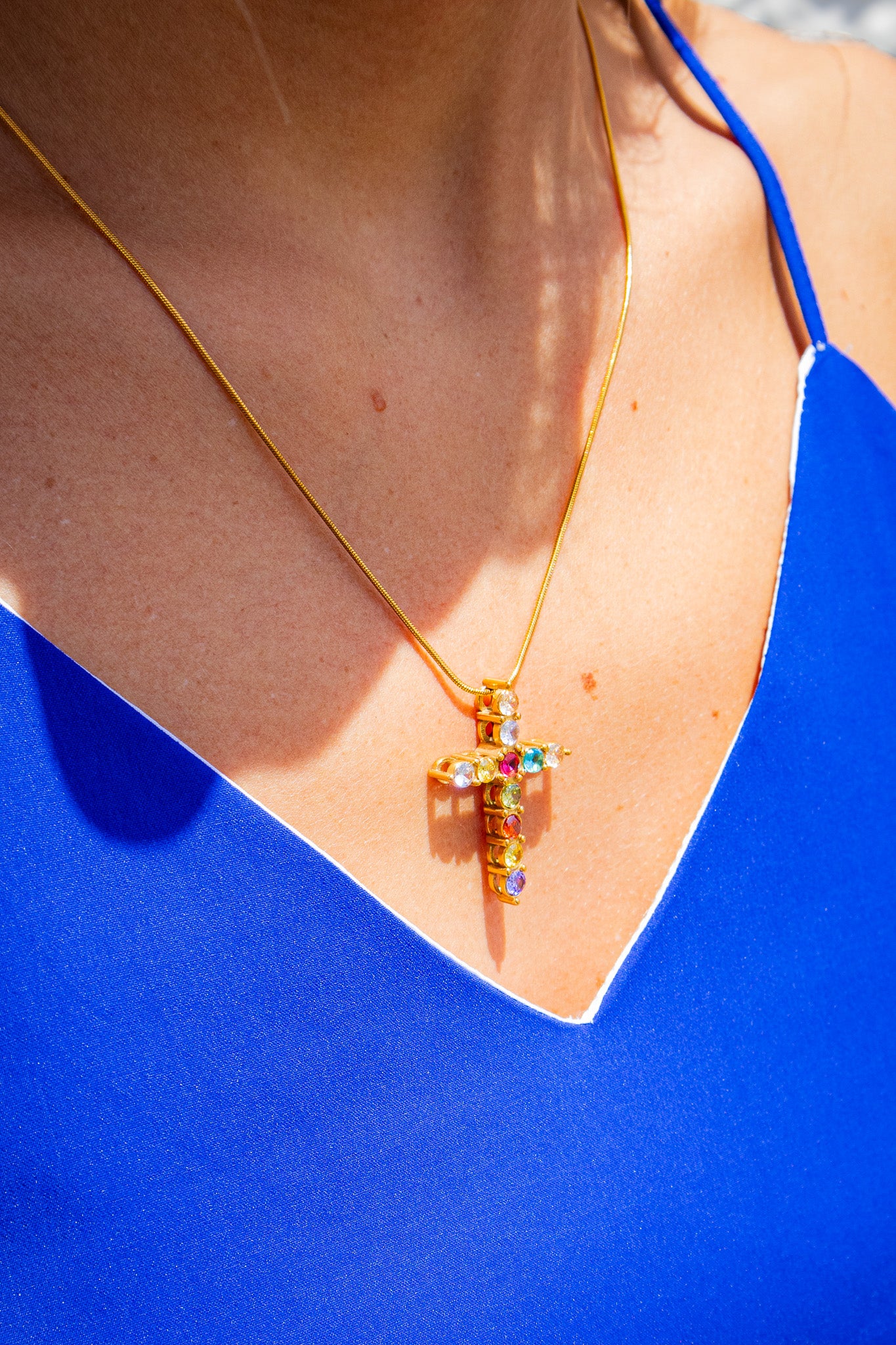 ADORN - Light Of The World MultiColor Cross Necklace