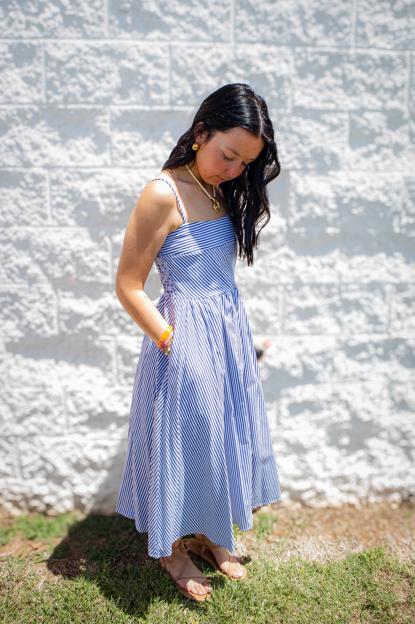 Seaside Stripes Blue & White Midi Sundress
