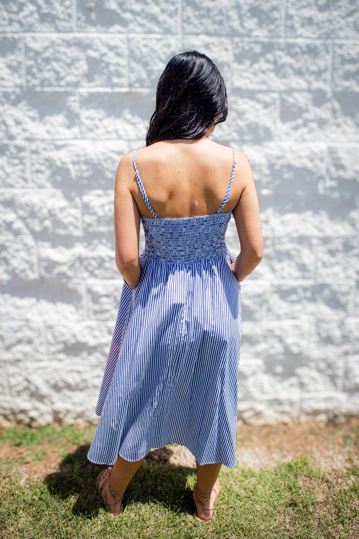 Seaside Stripes Blue & White Midi Sundress