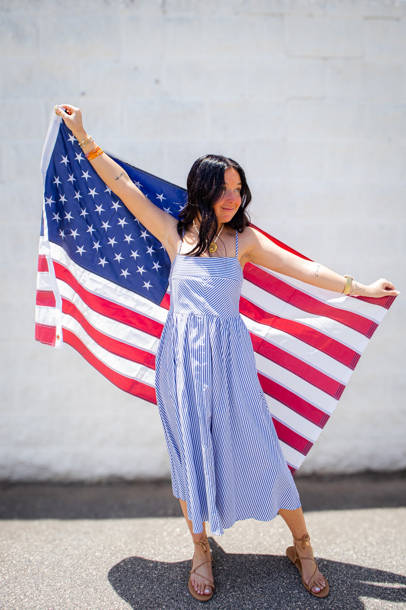 Seaside Stripes Blue & White Midi Sundress