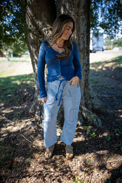 Free People - Big Love Rib Cardi - OCEAN HEATHER