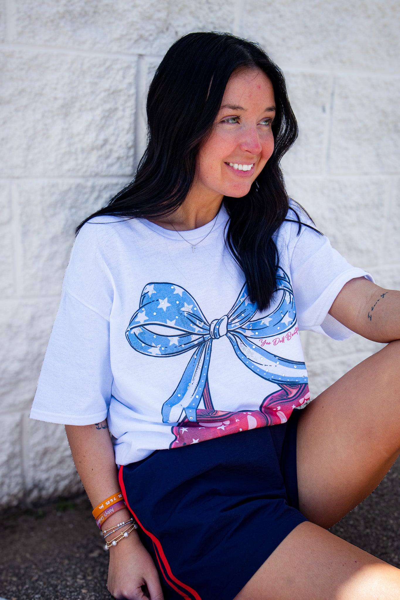 Cherry Bow Rhinestone Graphic Tee