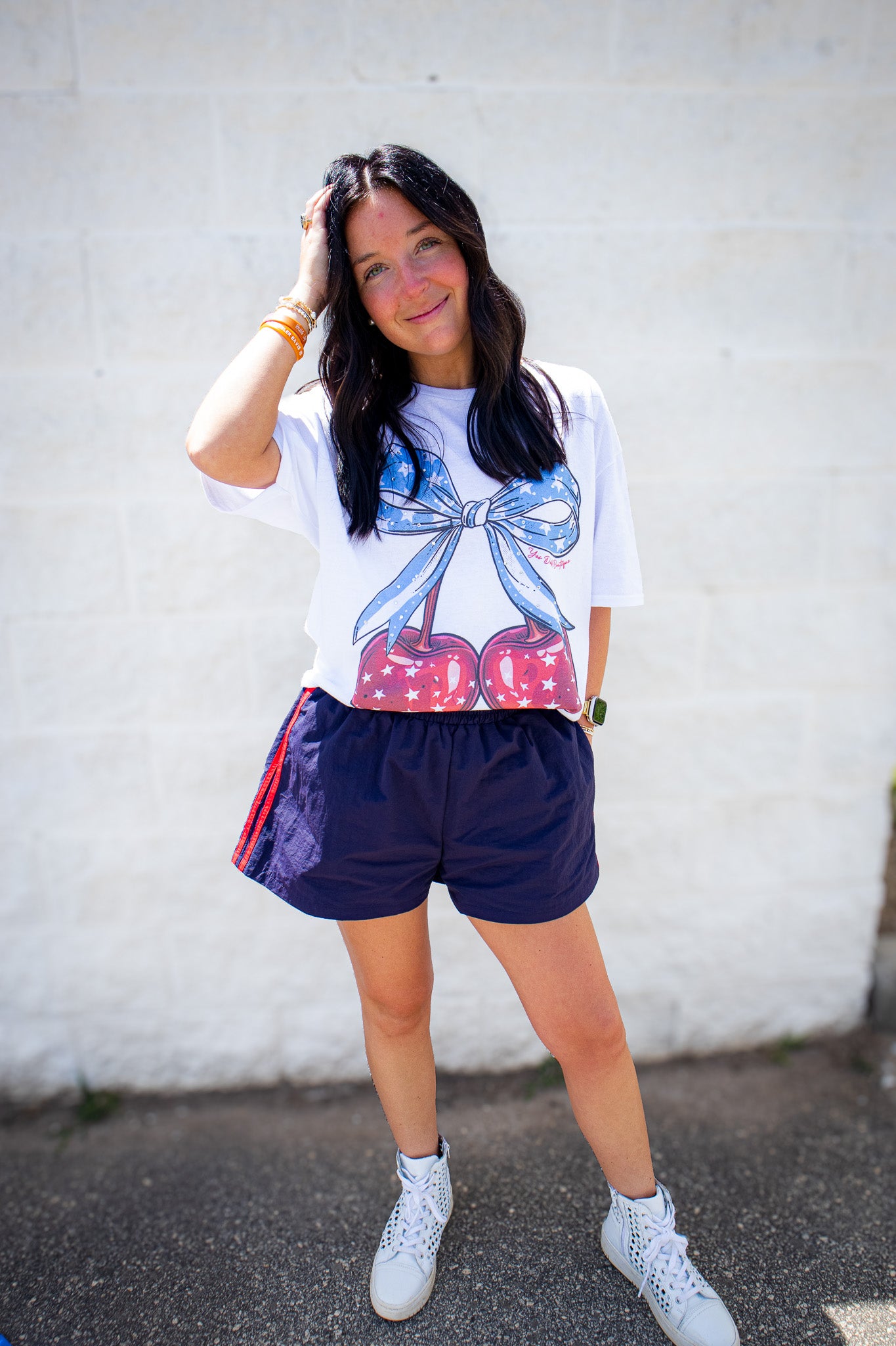 Cherry Bow Rhinestone Graphic Tee