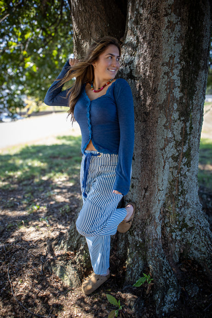 Free People - Big Love Rib Cardi - OCEAN HEATHER
