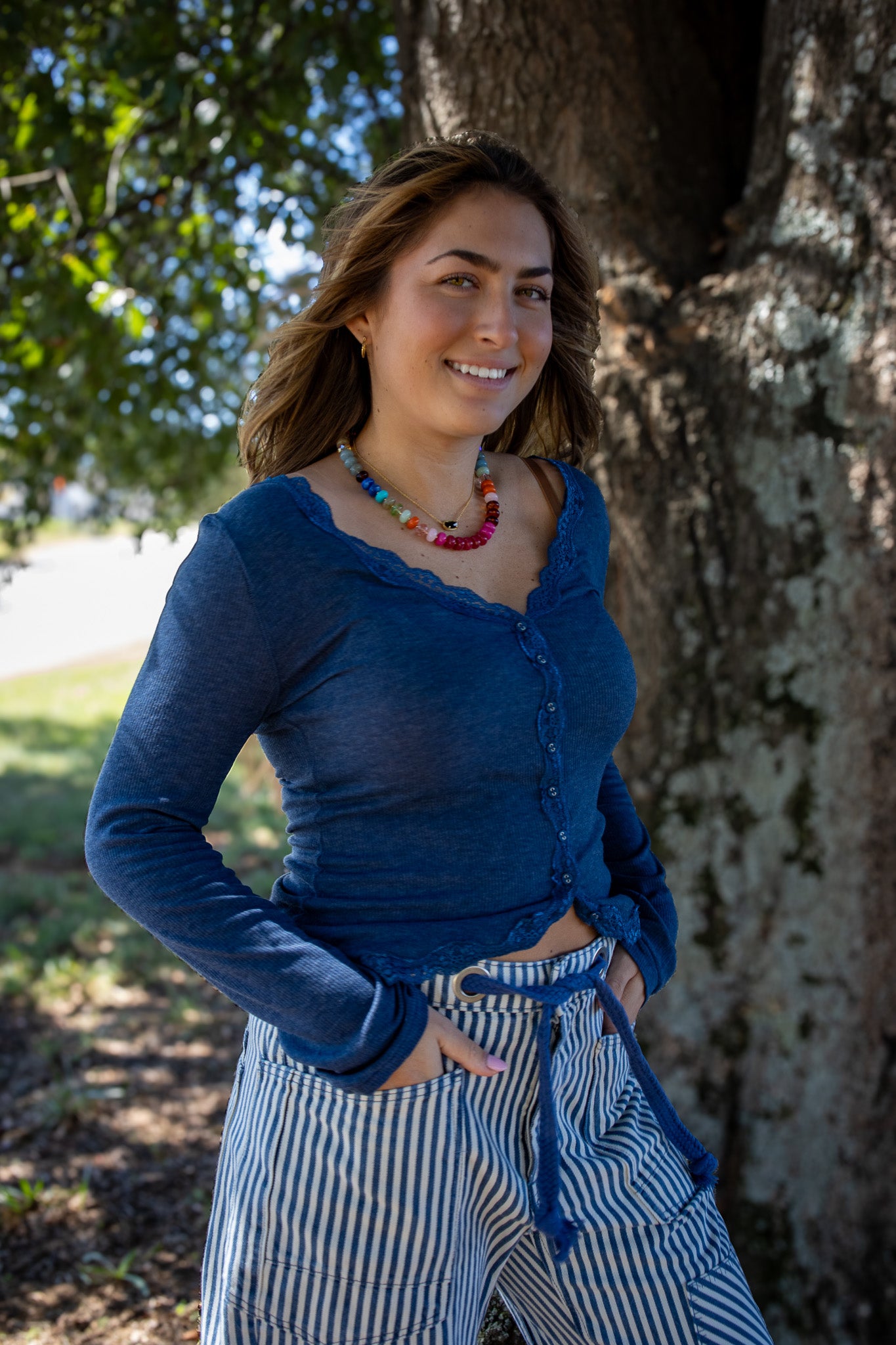 Free People - Big Love Rib Cardi - OCEAN HEATHER