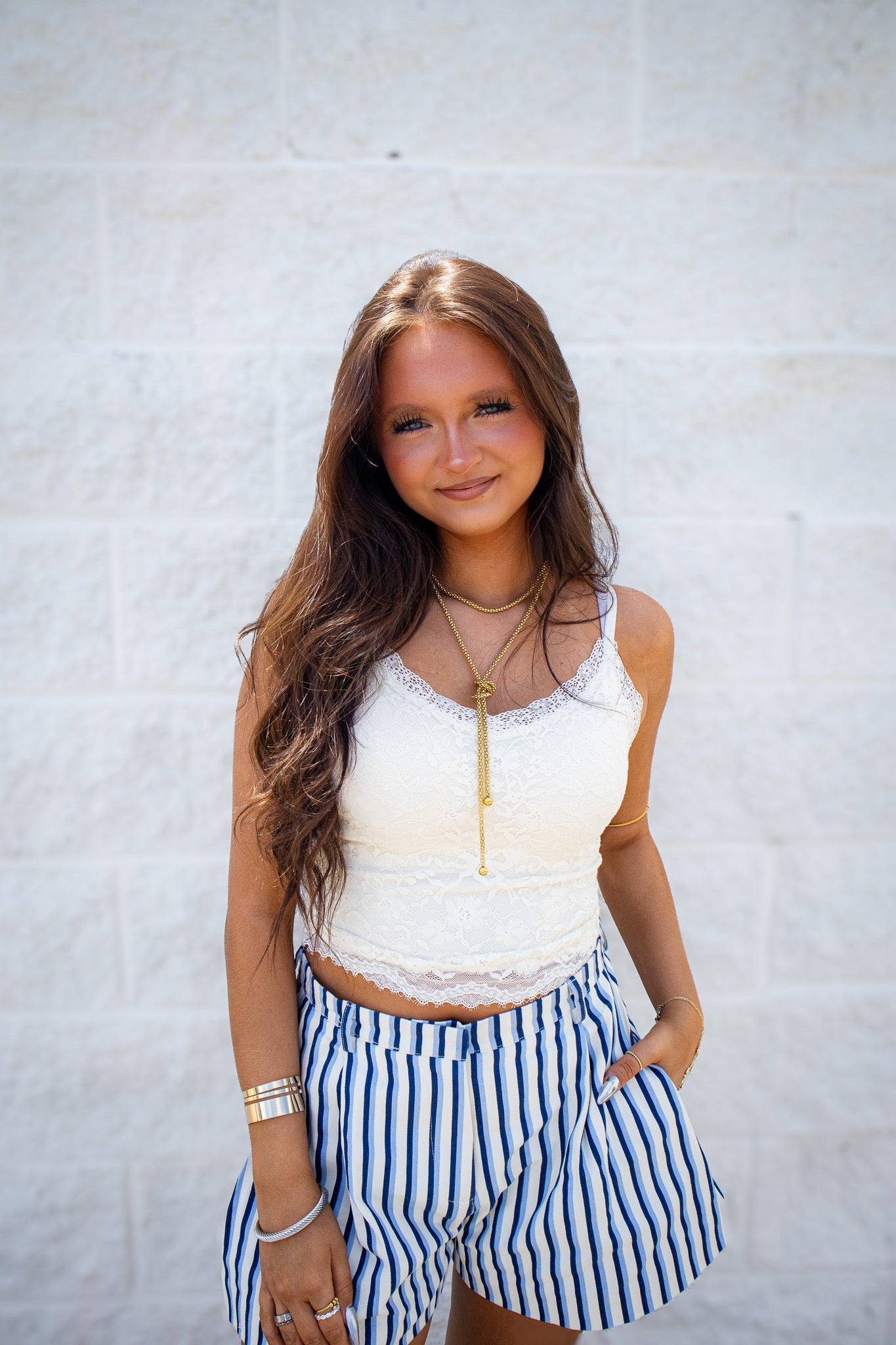 Aria White Floral Lace Scalloped Cropped Cami